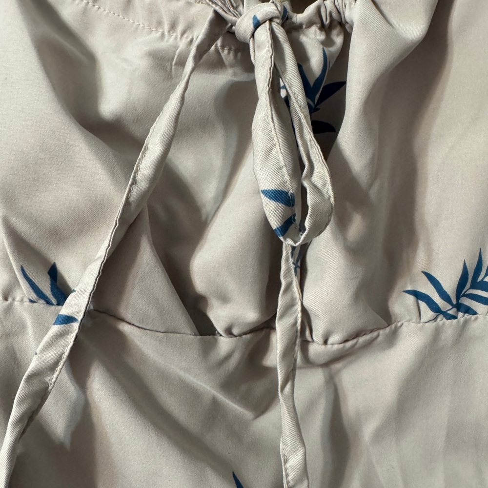 Elegant Grey and Blue Leaf Print SunDress - Picture 6 of 8